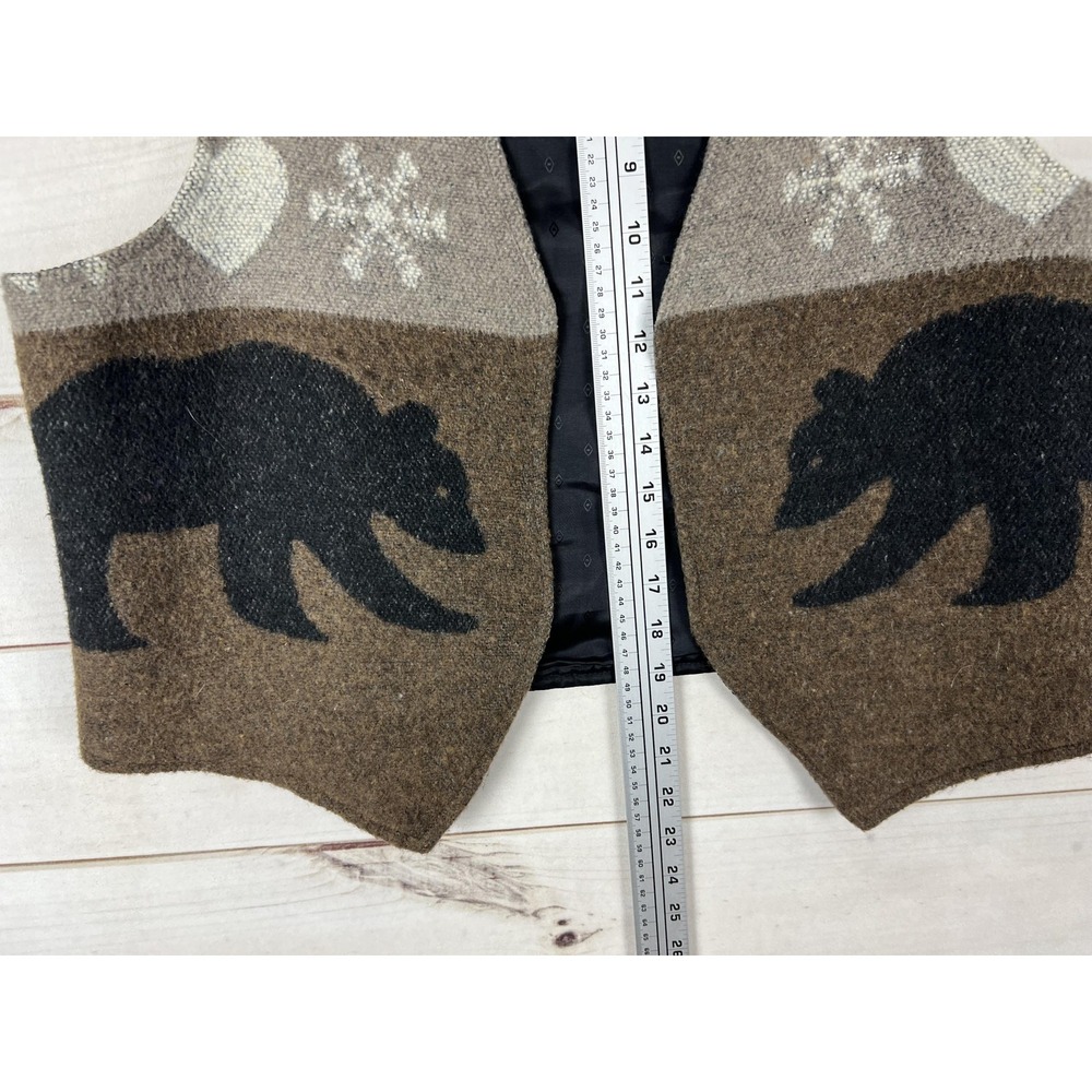 Its A Kick Sweater Vest Womens Large Brown Bear Fair Isle Knit Lined USA Made - Picture 5 of 5